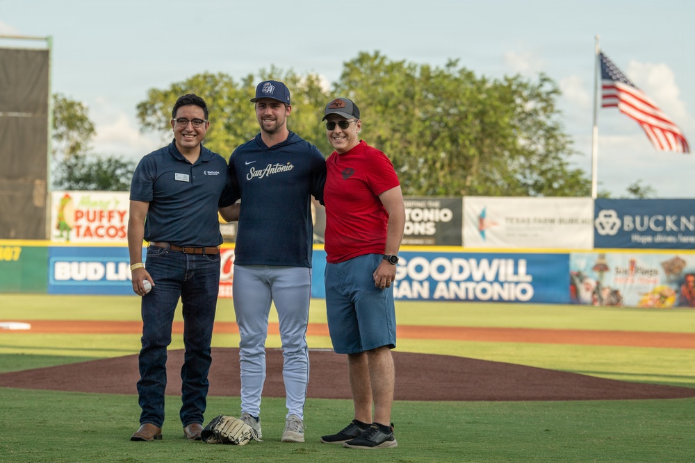 Col. Ehman Throws First Pitch for San Antonio Missions