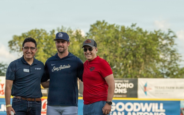 Col. Ehman Throws First Pitch for San Antonio Missions