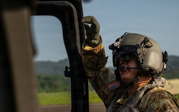Joint Task Force-Bravo’s 1st Battalion, 228th Aviation Regiment conducts a tactical flyover during PANAMAX 2026’s distinguished visitors day