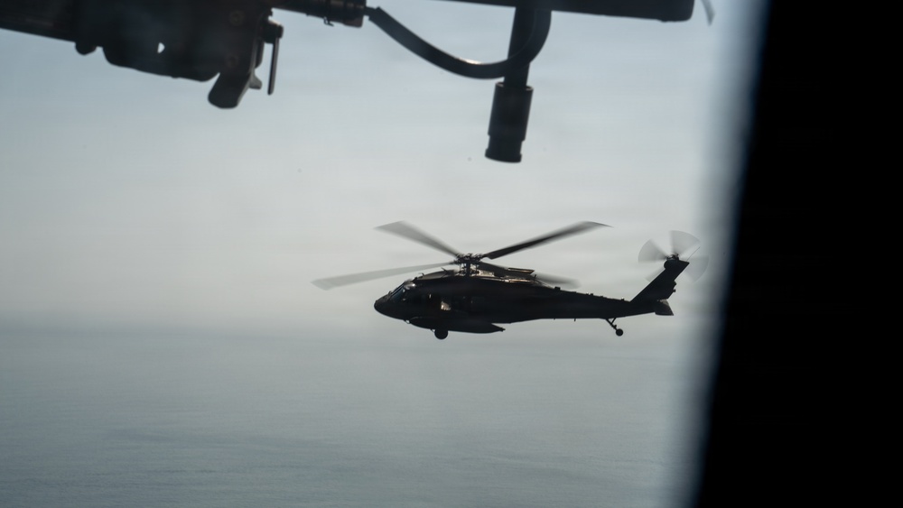 Joint Task Force-Bravo’s 1st Battalion, 228th Aviation Regiment conducts a tactical flyover during PANAMAX 2026’s distinguished visitors day