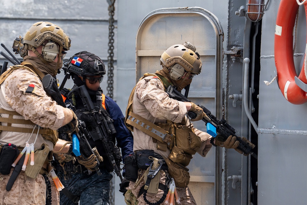 U.S. Coast Guard PSU 301, partner forces enhance maritime security through joint VBSS operations during PANAMAX 2026