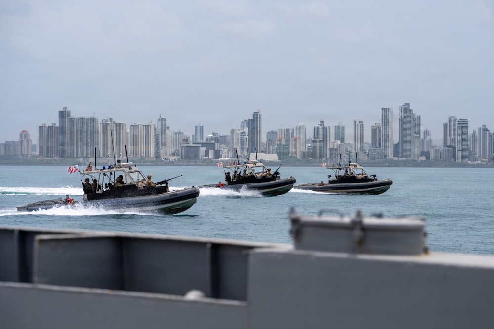 U.S. Coast Guard PSU 301, partner forces enhance maritime security through joint VBSS operations during PANAMAX 2026