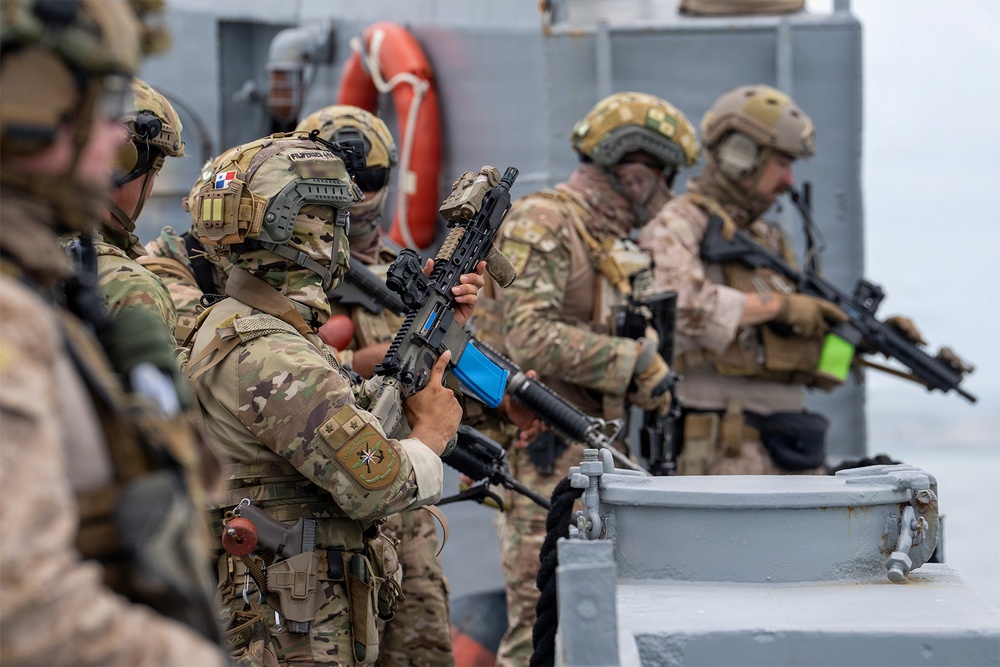 U.S. Coast Guard PSU 301, partner forces enhance maritime security through joint VBSS operations during PANAMAX 2026