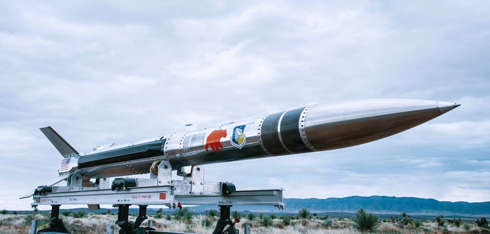 AFRL’s Affordable Rapid Missile Demonstrator (ARMD) mounted on a carriage before launch.