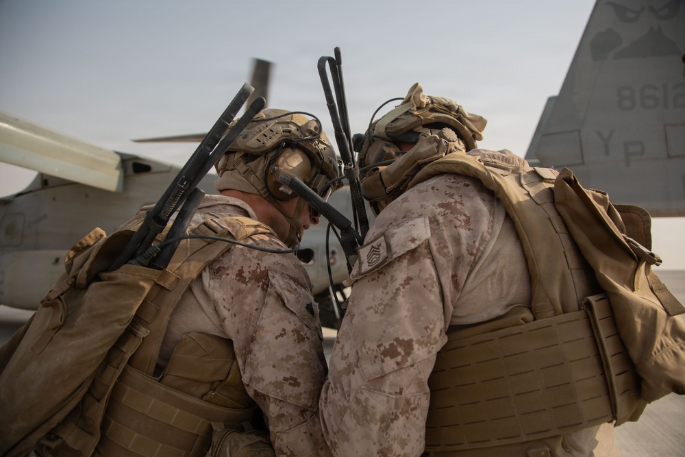Marines Conduct MV-22 Osprey Forward Arming and Refueling Point Operations