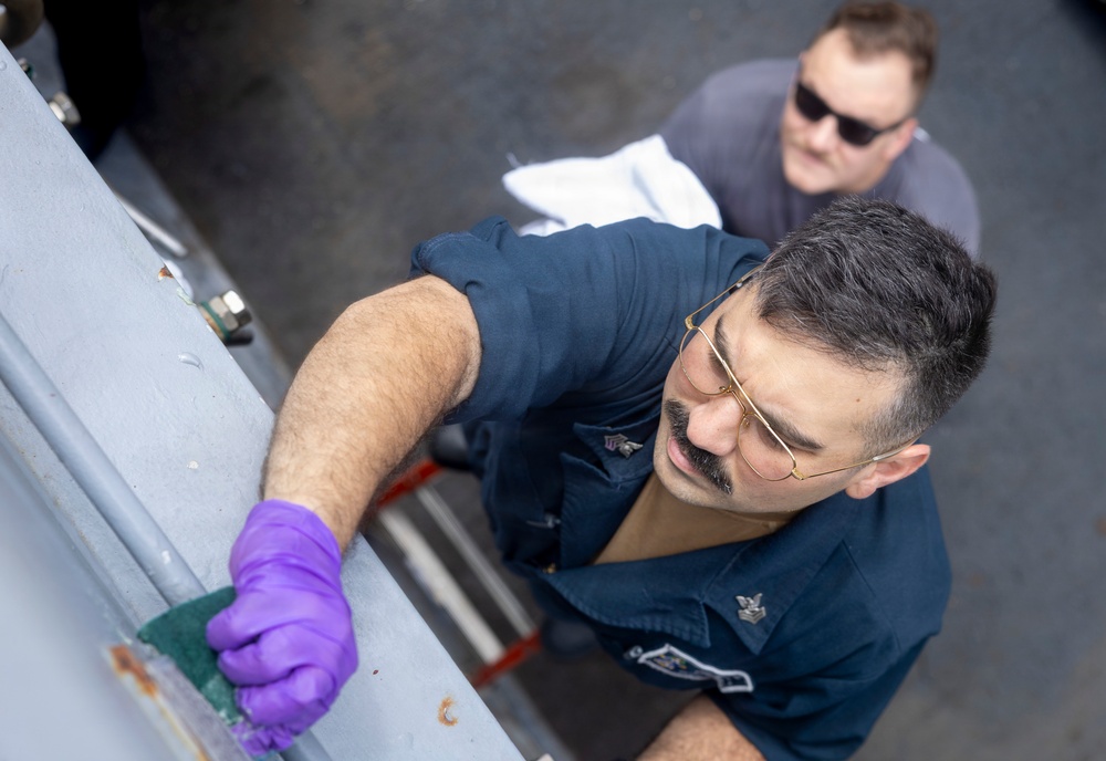 Delbert D. Black Sailors Conduct Preventative Maintenance
