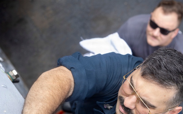 Delbert D. Black Sailors Conduct Preventative Maintenance