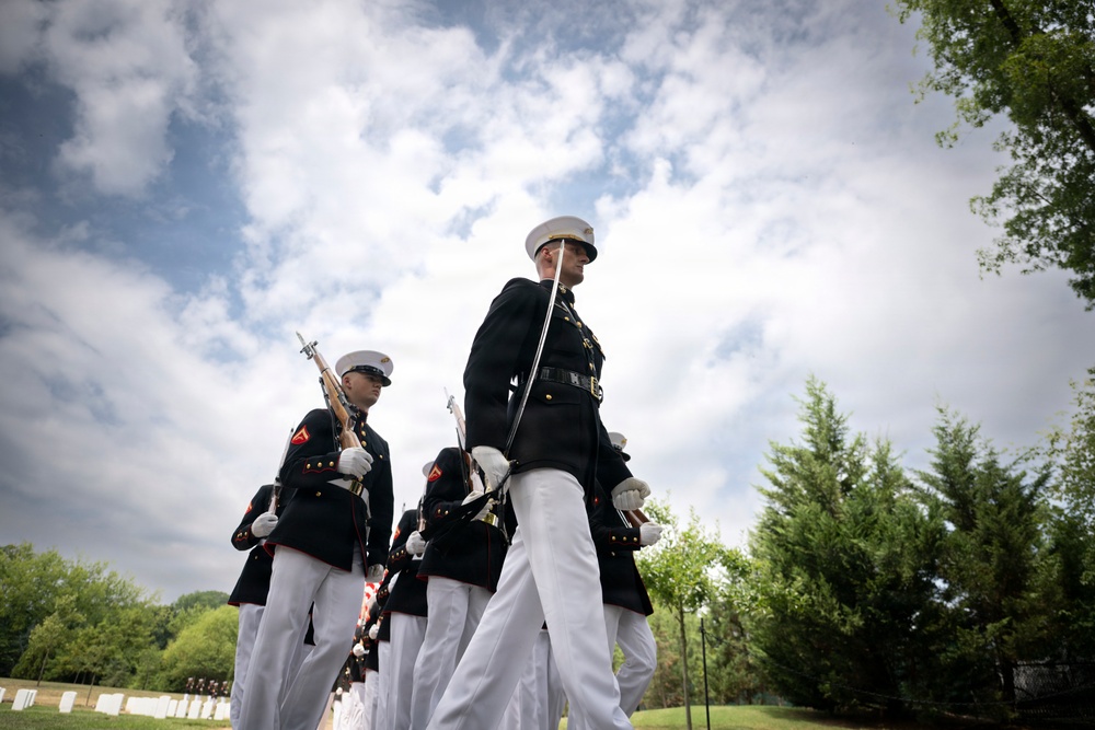 Full Military Funeral Honors with Escort are Conducted for U.S. Marine Corps Lt. Gen. William Keys in Section 78