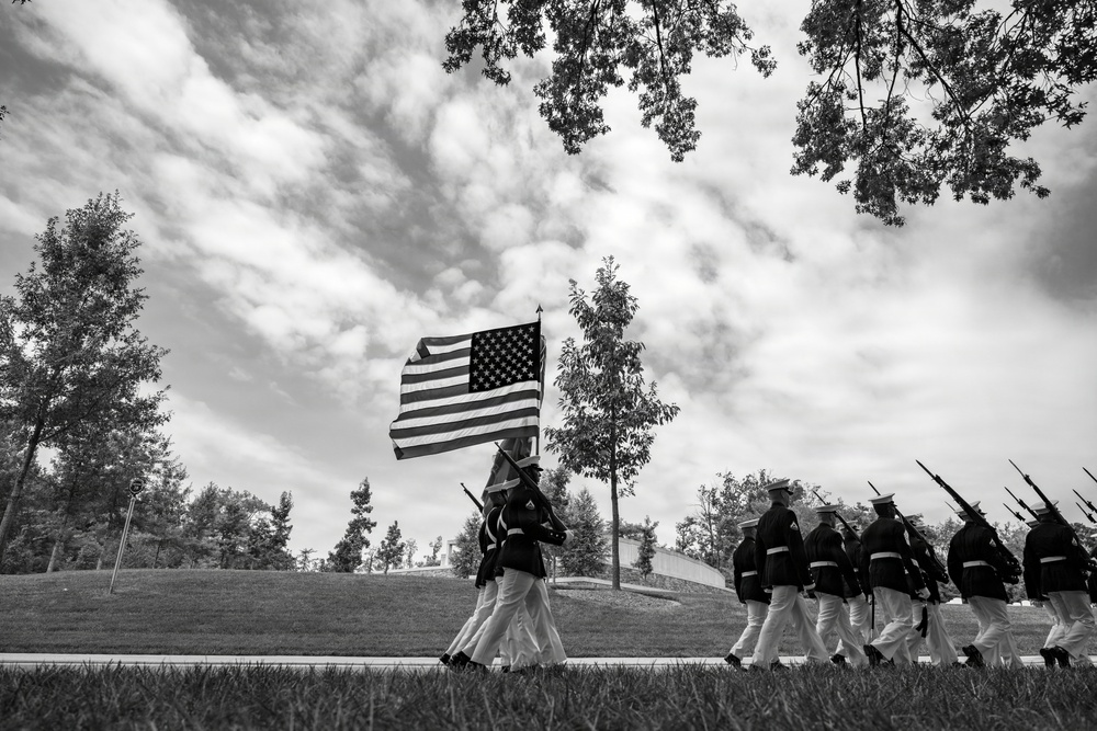 Full Military Funeral Honors with Escort are Conducted for U.S. Marine Corps Lt. Gen. William Keys in Section 78
