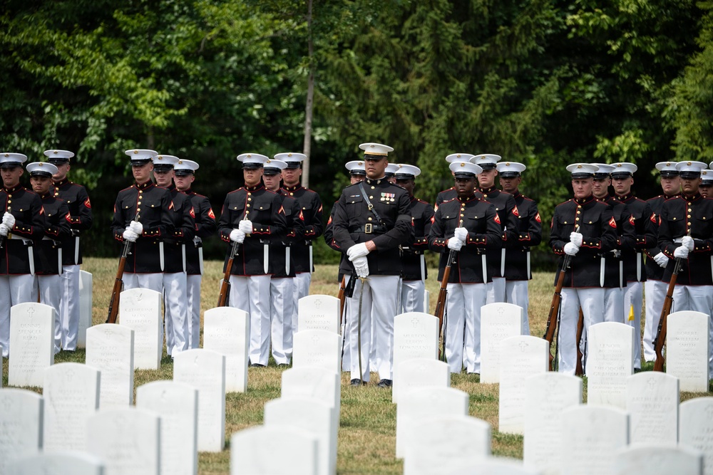 Full Military Funeral Honors with Escort are Conducted for U.S. Marine Corps Lt. Gen. William Keys in Section 78