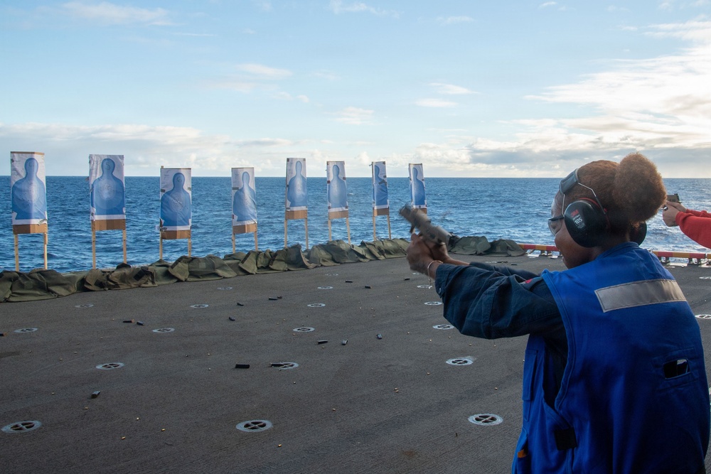 USS Essex (LHD 2) Conducts Small Arms Gun Shoot