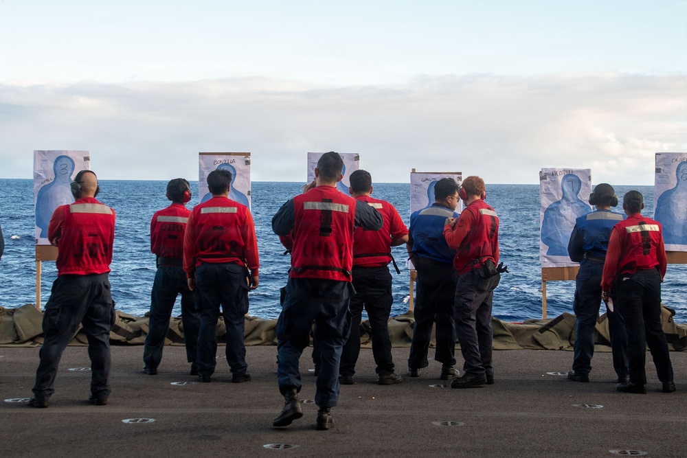 USS Essex (LHD 2) Conducts Small Arms Gun Shoot