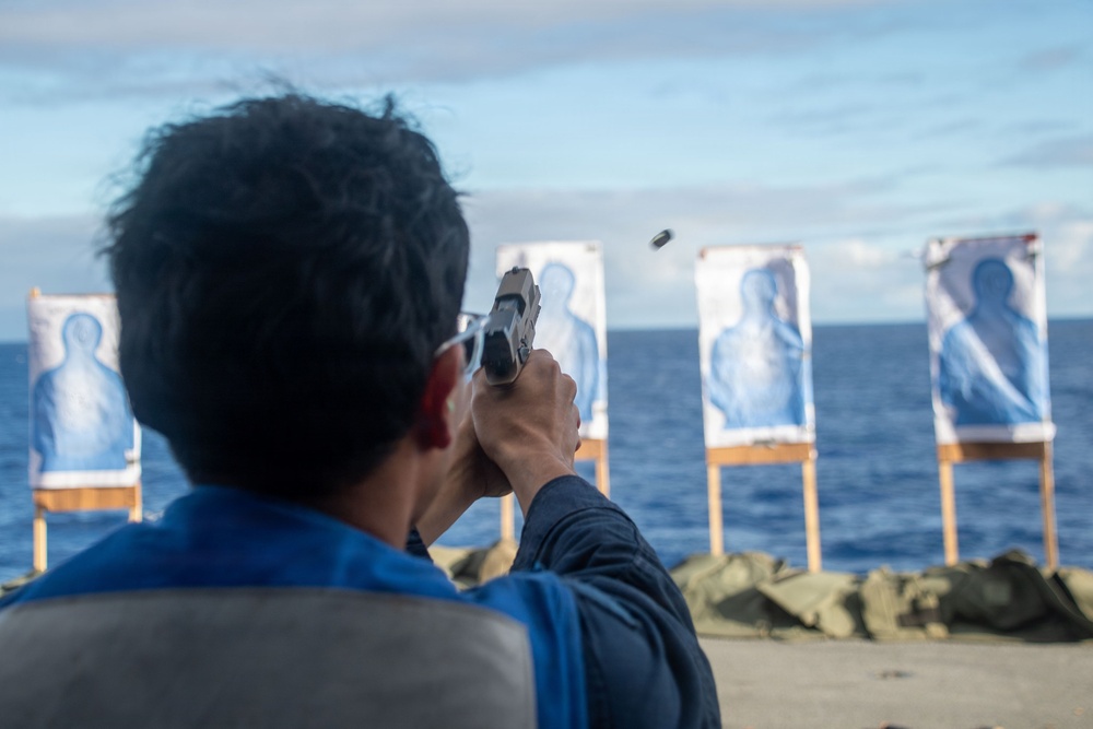 USS Essex (LHD 2) Conducts Small Arms Gun Shoot