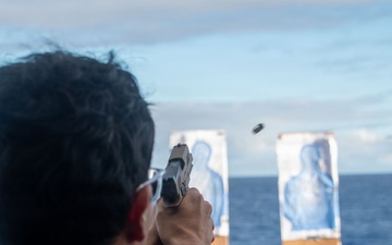 USS Essex (LHD 2) Conducts Small Arms Gun Shoot