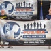 Two individuals are holding a promotional banner for a POW/MIA 2-Mile Run/Walk event scheduled for Friday, August 14, with an 8 AM start and 7:30 AM check-in at NBSD Admiral Prout Track in San Diego. A matching banner is displayed on the backdrop behind them. The event appears to be organized by MWR Fitness and is associated with Navy Life Southwest.