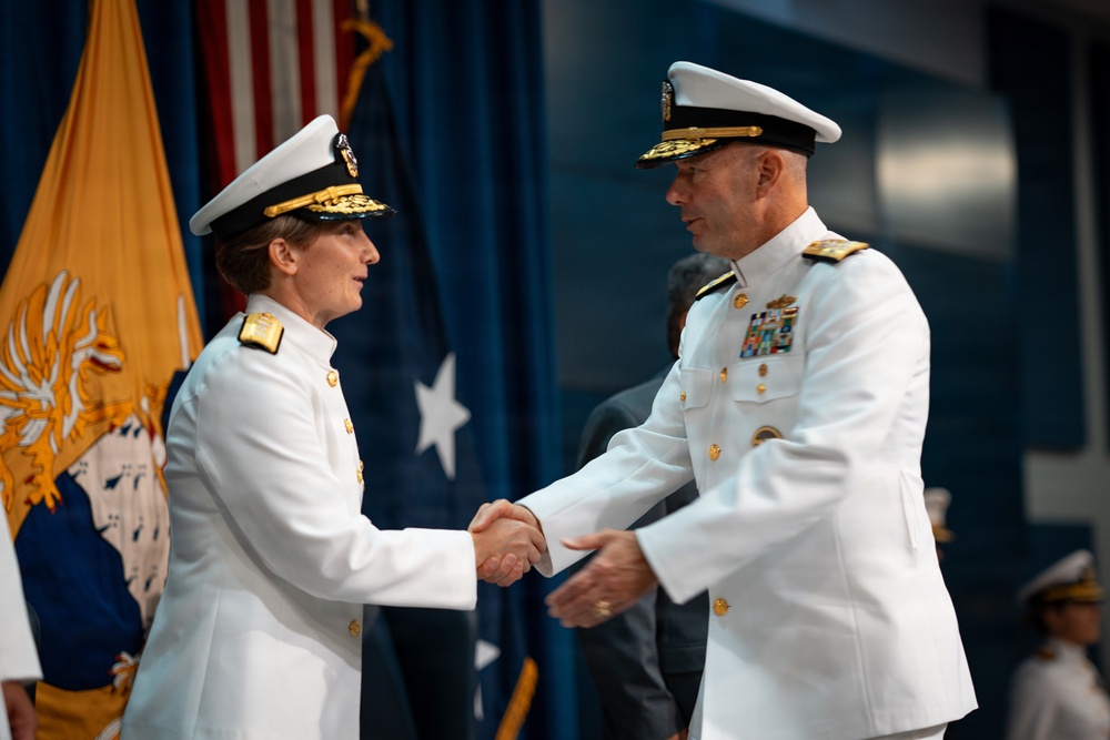 Rear Adm. Kristin Acquavella relieves Rear Adm. Ken Epps as commander NAVSUP and chief of Supply Corps