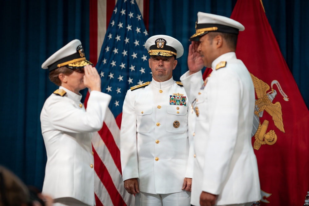 Rear Adm. Kristin Acquavella relieves Rear Adm. Ken Epps as commander NAVSUP and chief of Supply Corps
