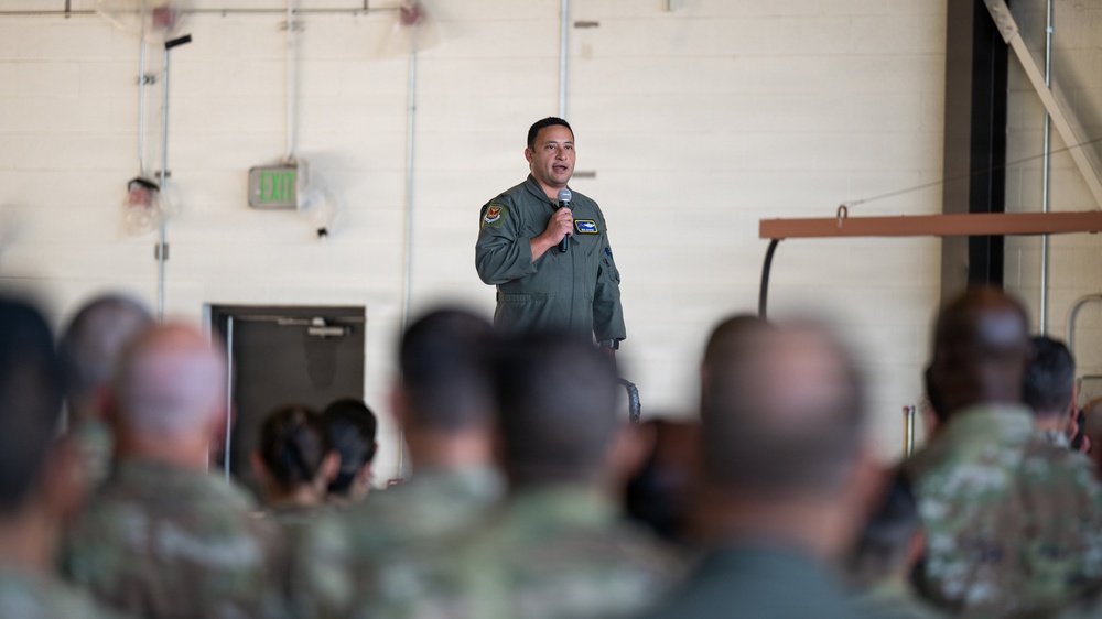 302nd AW commander hosts all-call