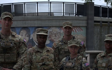 Georgia Air Guardsmen Take a Photo Together at Starbust Plaza