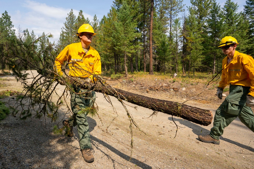 U.S. Army Soldiers from 7th Infantry Division activated as wildland firefighters on the Modrite Fire