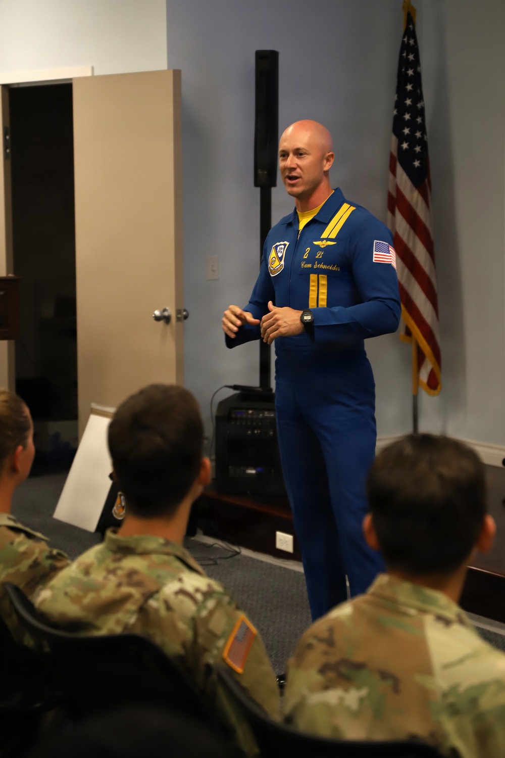 US Navy Blue Angels Sailors speak to Oregon Civil Air Patrol