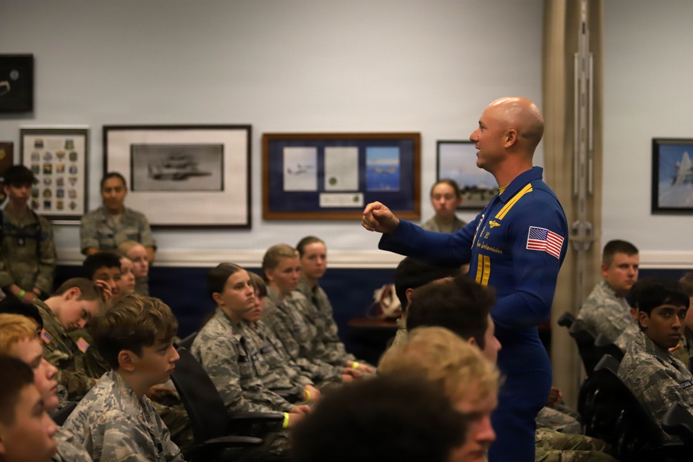 US Navy Blue Angels Sailors speak to Oregon Civil Air Patrol