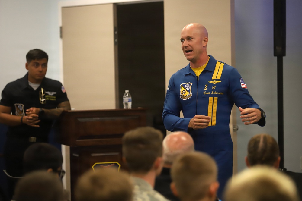 US Navy Blue Angels Sailors speak to Oregon Civil Air Patrol