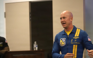 US Navy Blue Angels Sailors speak to Oregon Civil Air Patrol