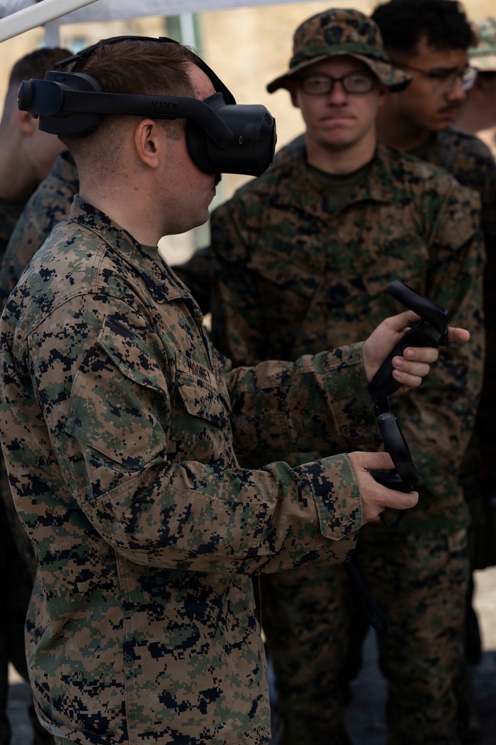 1st MLG Marines utilize new technology during CBRN virtual training