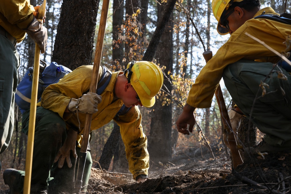 U.S. Army Soldiers from 7th Infantry Division work to suppress wildfire