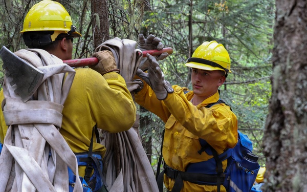U.S. Army Soldiers from 7th Infantry Division work to suppress wildfire