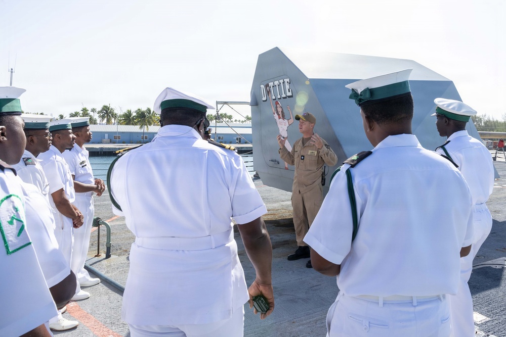 USS Cooperstown Leadership Gives Ship Tour to Royal Bahamas Defence Force