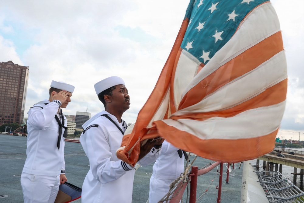Flag made by POWs flies over Bataan
