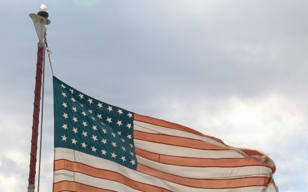 Flag made by POWs flies over Bataan