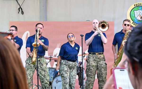 Pacific Partnership Band performs at Timor Plaza Night Market in Dili, Timor-Leste