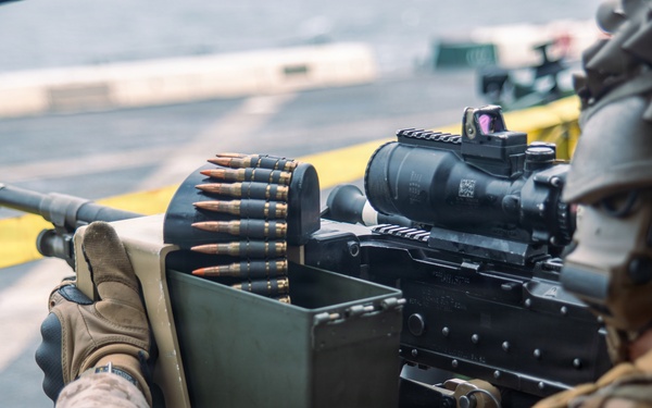 11th MEU Marines Conduct Crew Served Weapons Range aboard USS Portland
