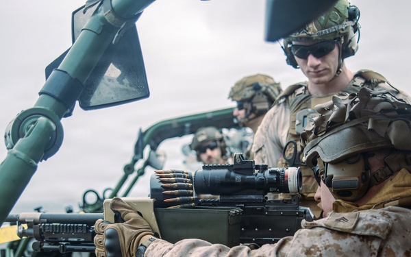 11th MEU Marines Conduct Crew Served Weapons Range aboard USS Portland