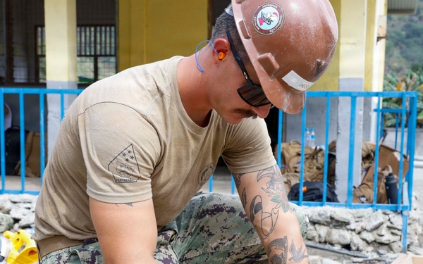 U.S. Navy Seabees break ground at Escola Básica Filial Kasnafar engineering site during Pacific Partnership 2026 in Dili, Timor-Leste