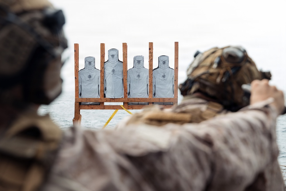 11th MEU Marines Conduct Marksmanship Training Aboard USS Boxer