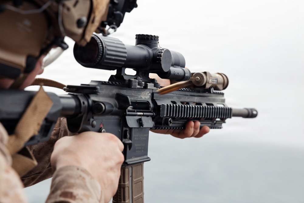 11th MEU Marines Conduct Marksmanship Training Aboard USS Boxer
