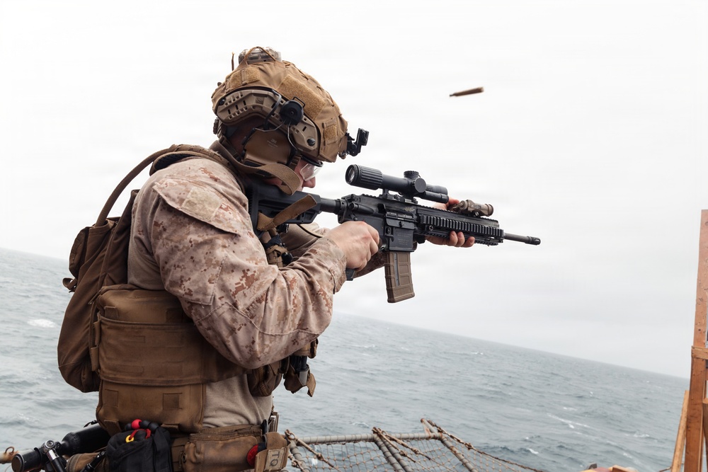 11th MEU Marines Conduct Marksmanship Training Aboard USS Boxer