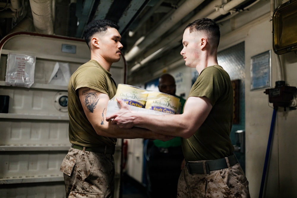 11th MEU Marines, Sailors Conduct Replenishment at Sea Aboard USS Boxer