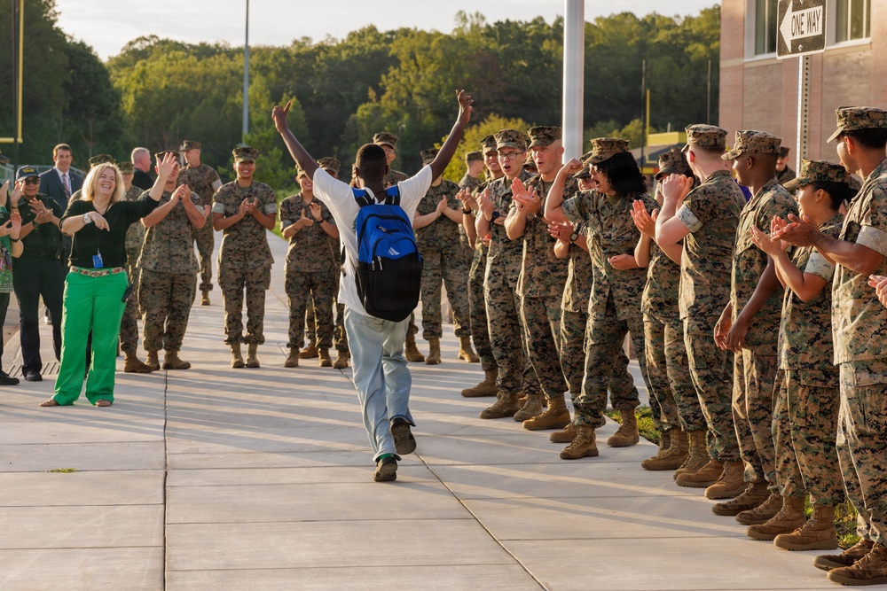 U.S. Marines Welcome Students Back to School