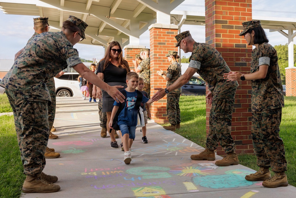 U.S. Marines Welcome Students Back to School