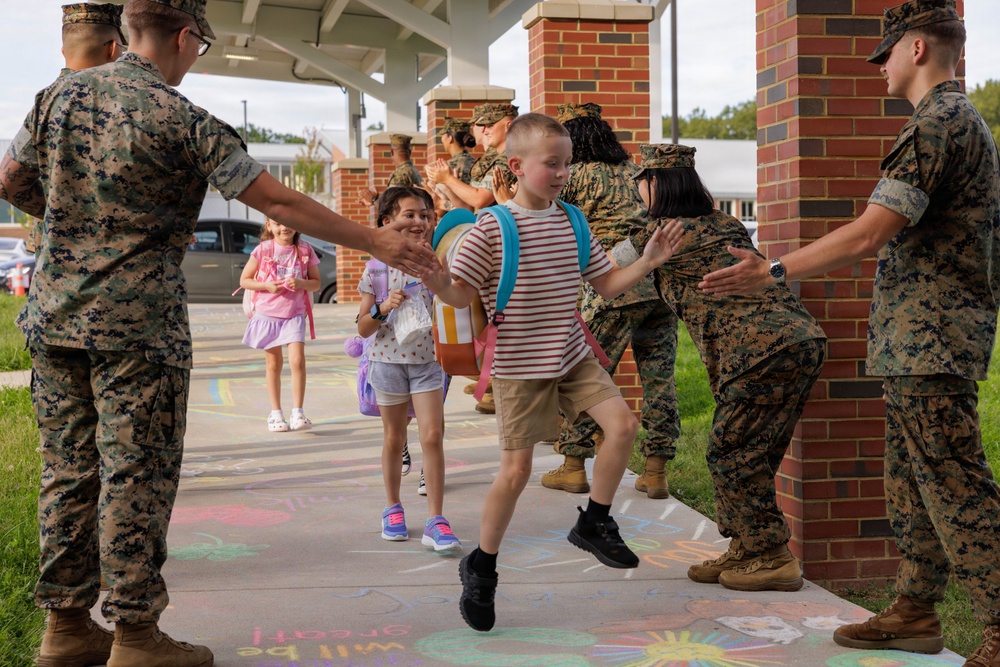 U.S. Marines Welcome Students Back to School