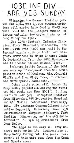 This Month in Fort McCoy History — August