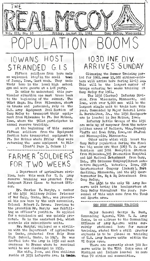 This Month in Fort McCoy History — August
