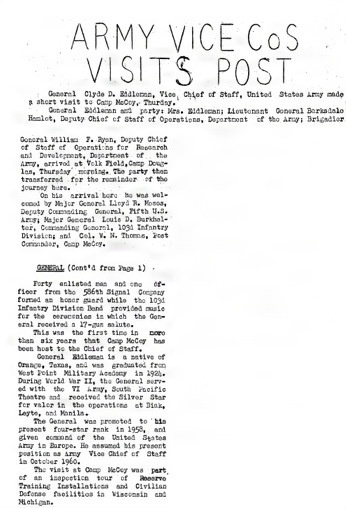 This Month in Fort McCoy History — August