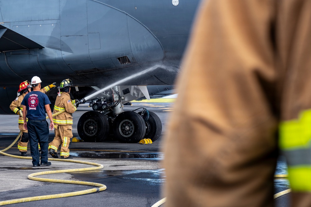 121 ARW and Lajes firefighters clean KC-46