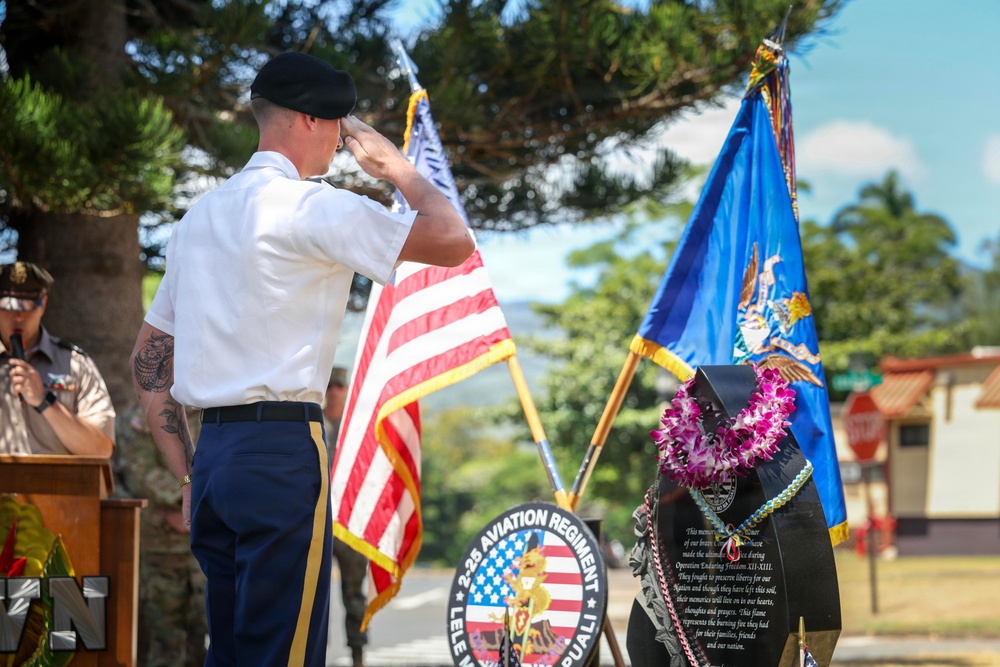 25th CAB holds Blackjack 556, Ozzie 72, and Army Aircraft #96-26699 Remembrance Ceremony